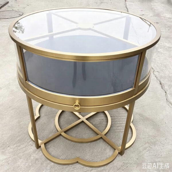 76CEEA11-C3C6-479D-B07A-4B4151690A5A (1) Stainless steel high-end luxury arc display cabinet