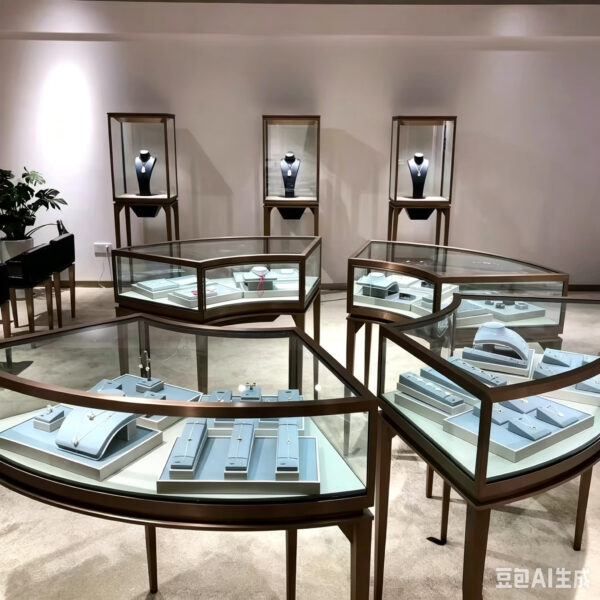 910DEF1D-79AF-4F28-8452-5BD69E8042E1 Stainless steel high-end luxury arc display cabinet