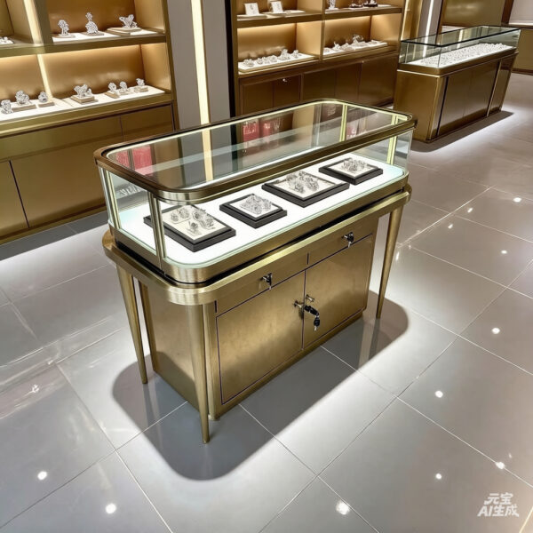 High-end luxury stainless steel curved display cabinet