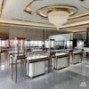 High-end luxury stainless steel curved display cabinet